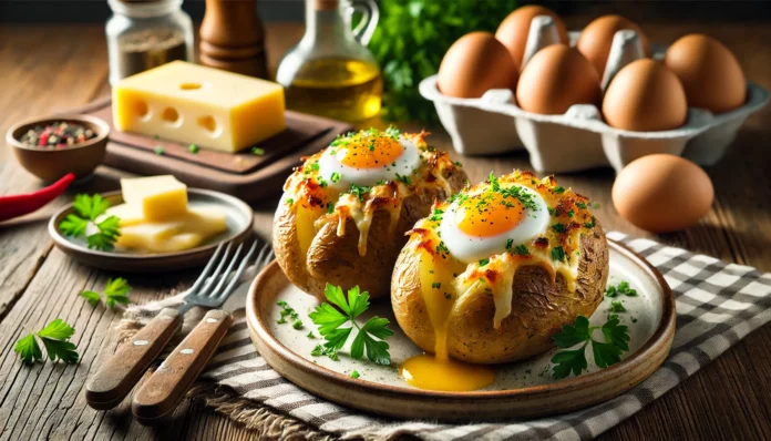 Пълнени картофи със сирене и яйце