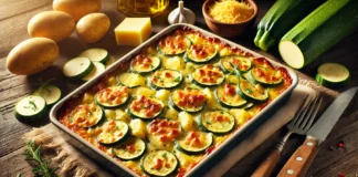 Огретен с тиквички и картофи