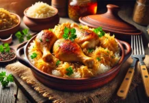 Рецепта за вкусно и ароматно пилешко с кисело зеле и ориз Пиле със зеле