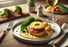 Пилешко филе с ананас и сос от сирена