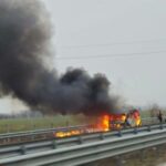 Бус гори на магистрала "Тракия"