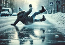 Подхлъзване на заледена улица