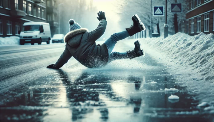 Подхлъзване на заледена улица