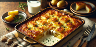 Млечна мусака с картофи и сирене