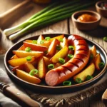 Пържена наденица с картофи