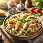 Паста с пилешко и зеленчуци