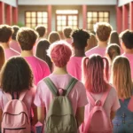 Ученици с розови фланелки