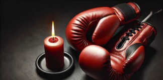 Боксови ръкавици, свещ