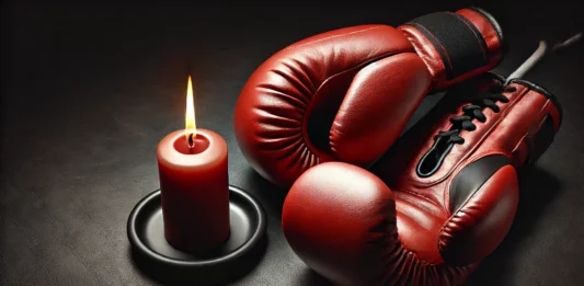 Боксови ръкавици, свещ