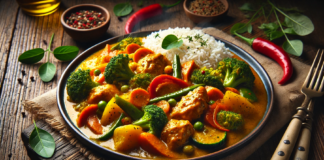 Пиле с къри и зеленчуци