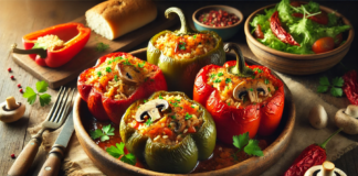 Постни чушки с ориз и гъби