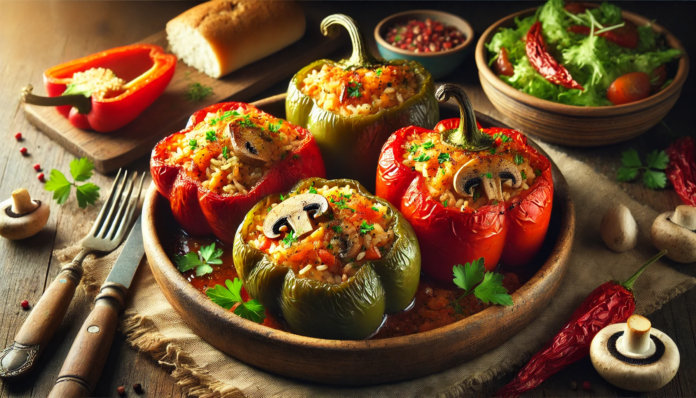 Постни чушки с ориз и гъби