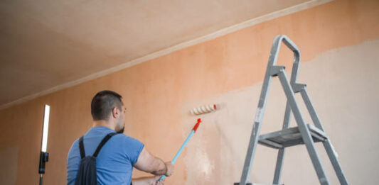 Майстор ремонтира и боядисва