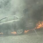 Автомобил гори в Прохода на Републиката