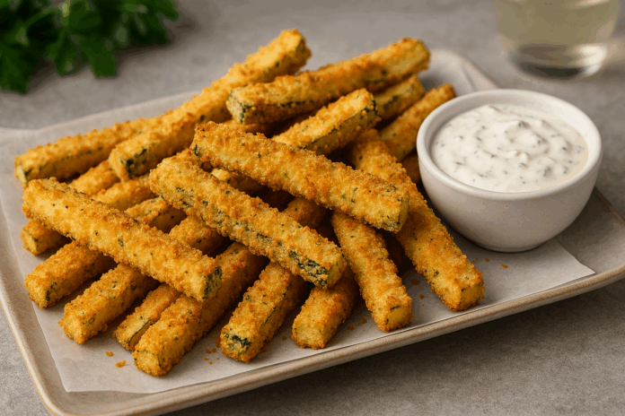 Хрупкави панирани тиквички на пръчици