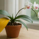 Орхидея с жълто листо
