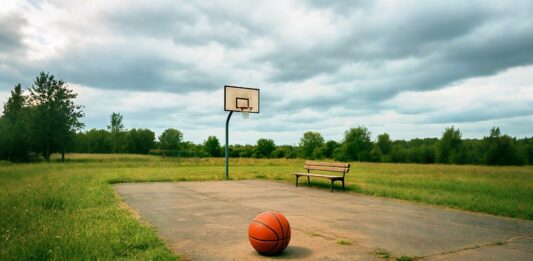 Празен терен за спортна зала с баскетболна топка – блокиран проект в Горна Оряховица