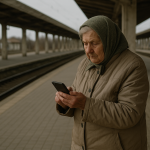 Баба на празна гара, но с интернет