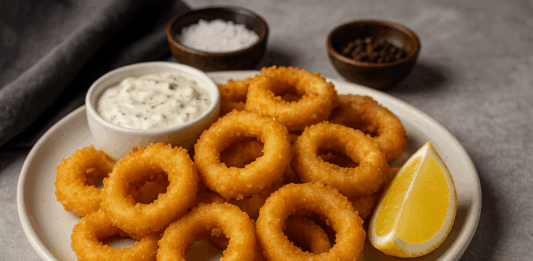 Хрупкави панирани калмари