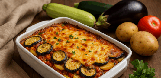 Мусака с тиквички, патладжан и картофи