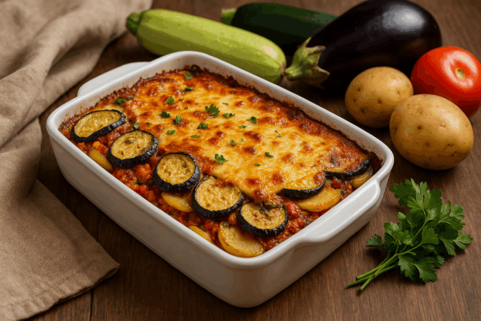 Мусака с тиквички, патладжан и картофи