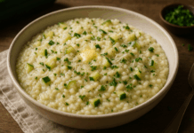 Кремообразен ориз с пармезан и тиквички