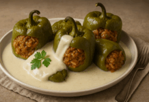 Пълнени чушки с бял сос