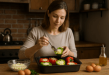 Пълнени чушки с яйце и сирене