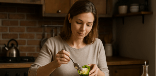 Пълнени чушки с яйце и сирене