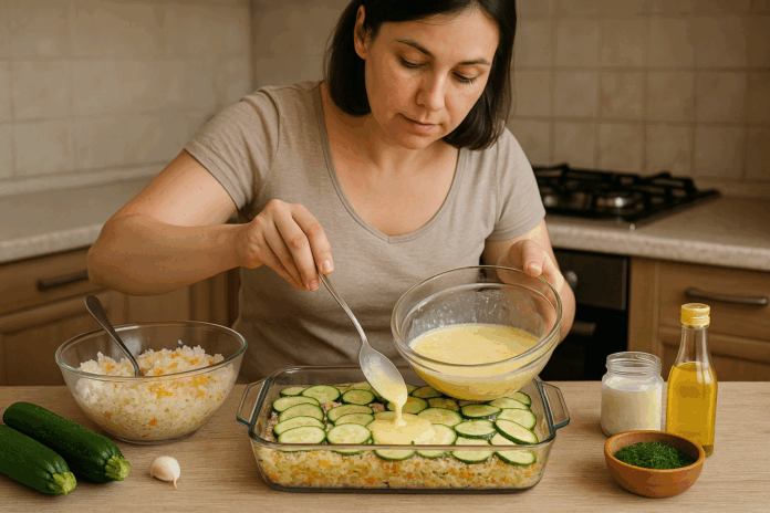 Приготвяне на мусака с ориз и тиквички