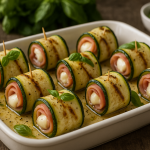 Рулца от тиквички с моцарела и шунка