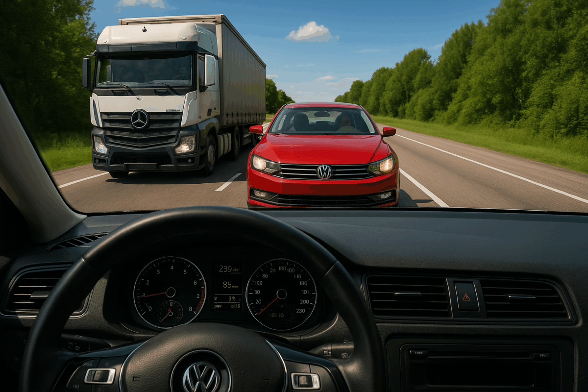 Челен сблъсък Две коли Една линия Един миг в който