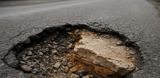 Скали в пътната настилка