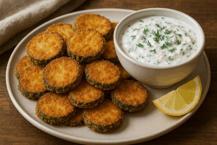 Тиквички с чеснов сос