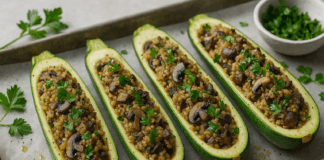 Тиквички с киноа и гъби