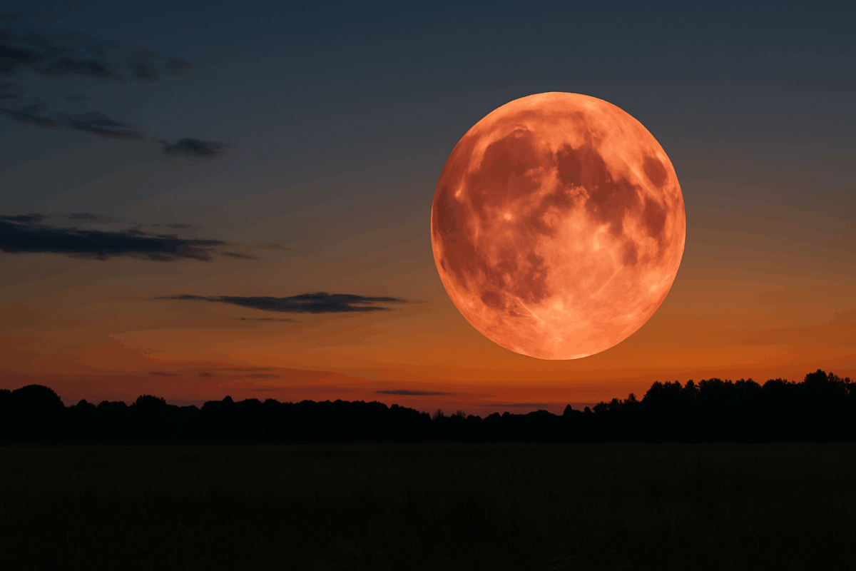 Ягодовата луна Strawberry Moon е традиционно название на пълнолунието през