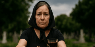 Жена с подавка за Черешова задушница