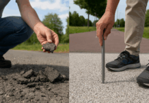 В България роним асфалт с пръсти, а във Виена тестват ненагряващ се и водопропусклив Асфалт в България и Австрия