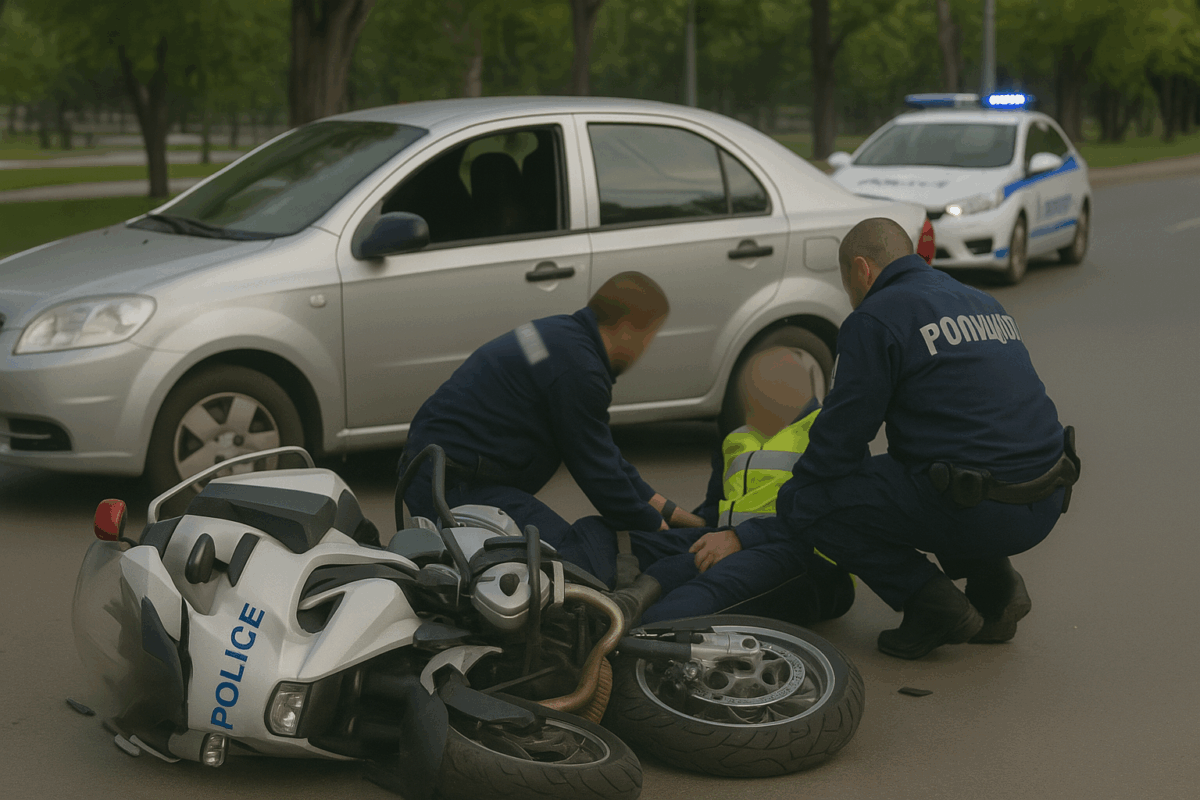 Полицейски служител е пострадал при пътно произшествие днес в Пловдив