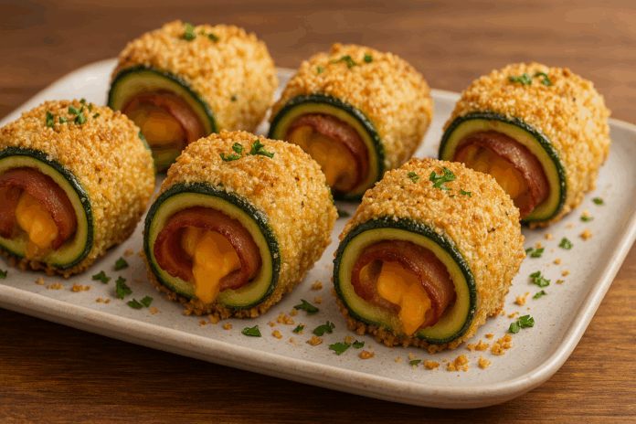 Рула от тиквички с бекон и чедър