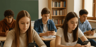 Ученици с телефони