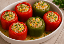 Пълнени чушки с ориз и царевица