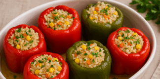 Пълнени чушки с ориз и царевица