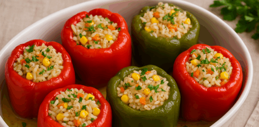 Пълнени чушки с ориз и царевица