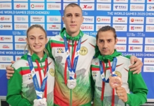 Тримата медалисти на първенството по кикбокс в Китай