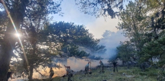 Военни гасят пожар