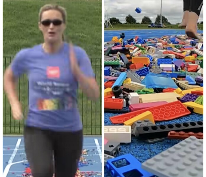 Майка, чупеща рекорд на Гинес, бягайки върху LEGO