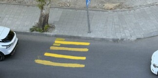 Полагане на пешеходната пътека в Пловдив