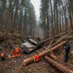 Млад мъж е с опасност за живота, след като скочи от камиона си, а превозвани дърва го затрупаха Илюстративна снимка