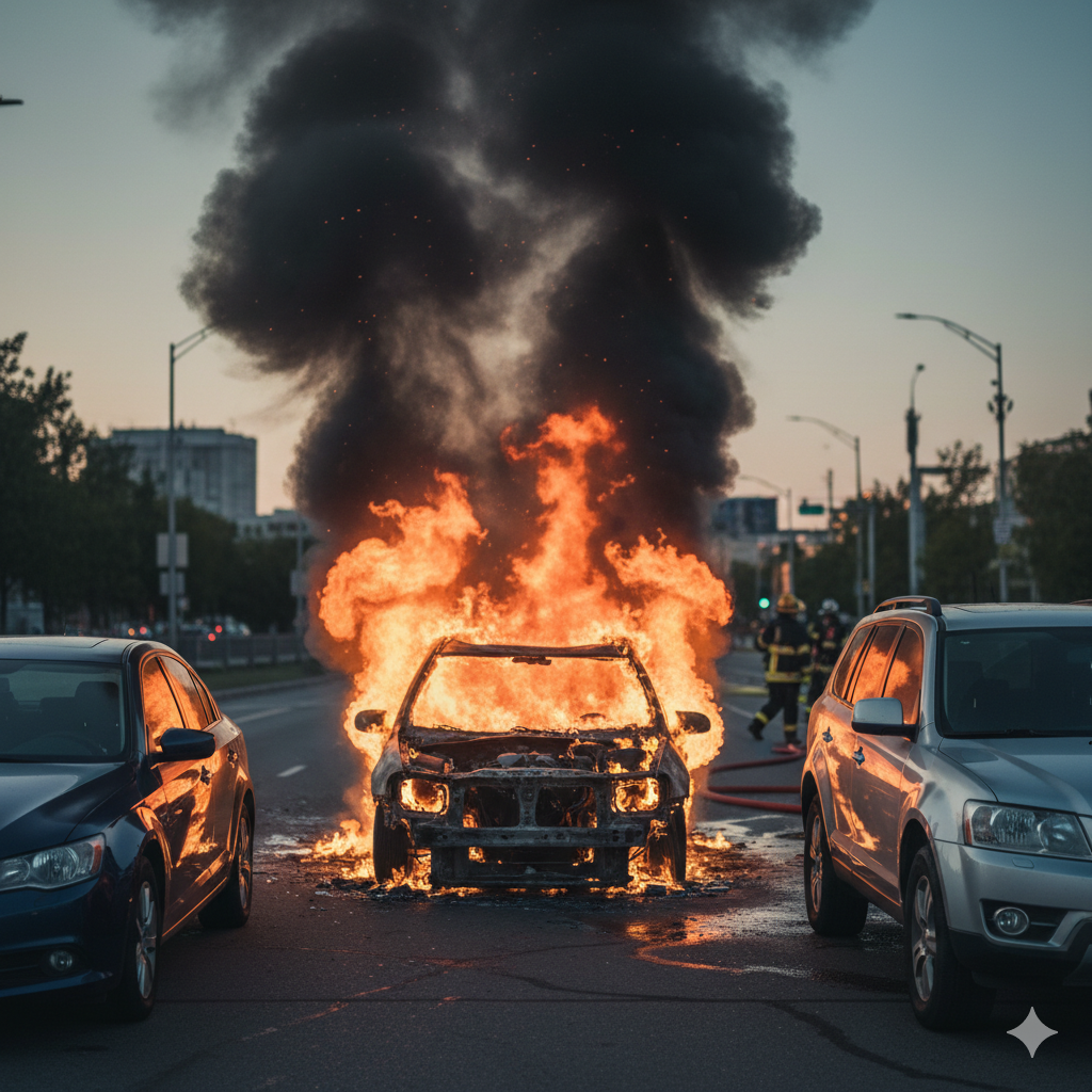 Пожар нанесе материални щети по три автомобила в квартал Христо